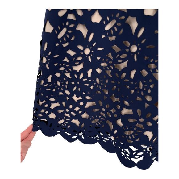 Focus By Shani Laser cut fit flare blue tan size 6 - Picture 7 of 9